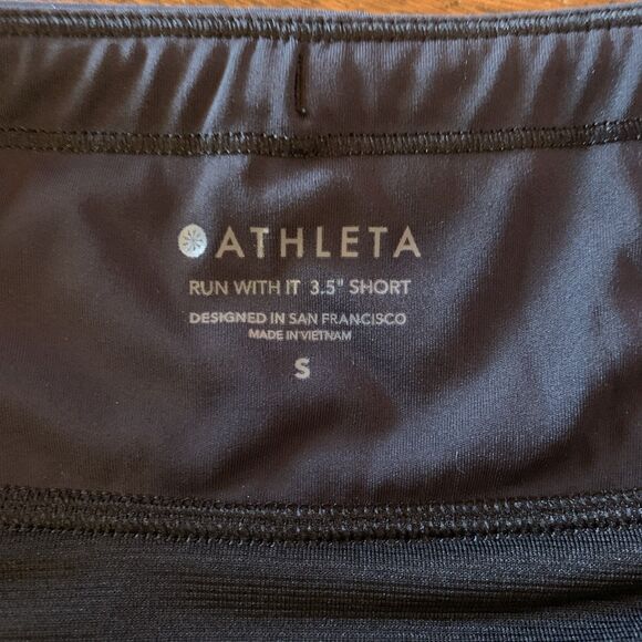 Athleta Run With It 3.5" Running Short Sz Small Black Stretch Pocket Sporty - Picture 5 of 11